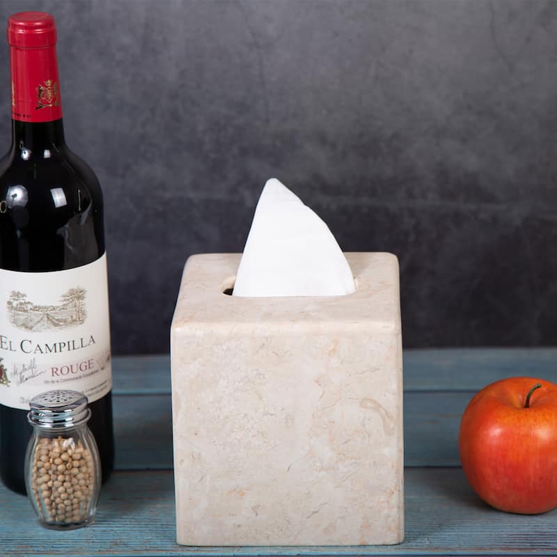Creative Home Champagne Marble Tissue Box Holder Tissue Paper Cover - Beige
