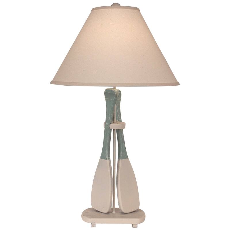 Coastal 2-Paddle Table Lamp - Weathered Nude and Shaded Cove