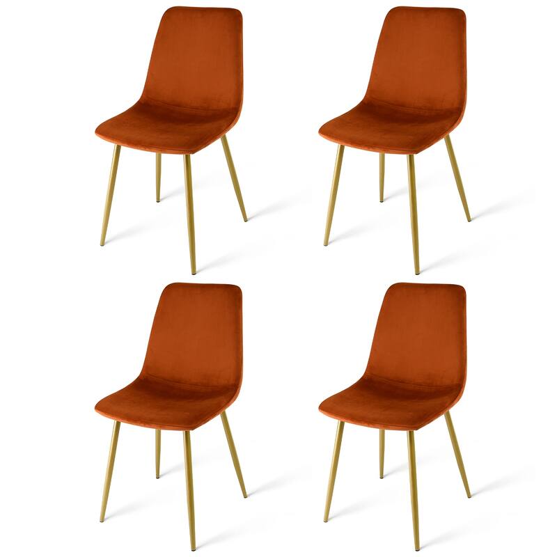 Velvet Upholstered Gold Frame Dining Chair Side Chair , Set of 4 - 34"x18"x18"