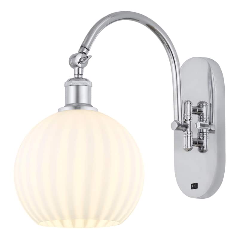 Innovations Lighting 518-1W-14-8-White Venetian-Indoor Wall Sconce - Polished Chrome / White Venetian