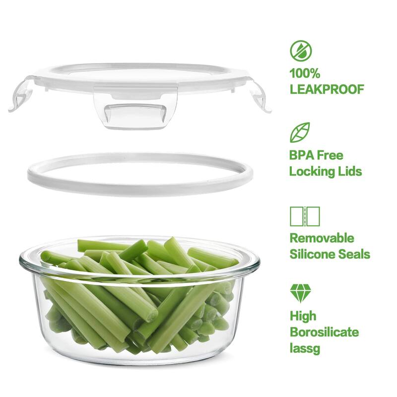12 Sets Glass Food Storage Containers with Lids, Meal Prep Containers, Airtight Bento Boxes, BPA Free & Leak Proof