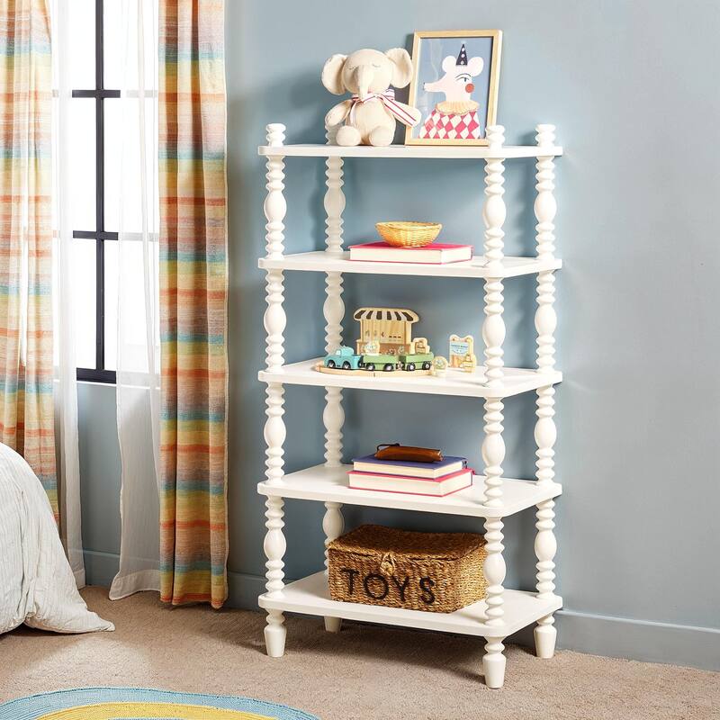 Walker Edison Easy Assembly Solid Wood Short Bookshelf with Wood-Turning Details