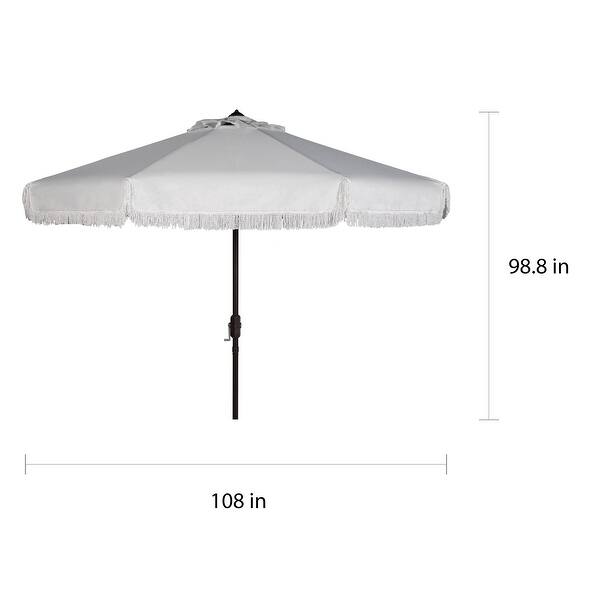 Safavieh Milan Fringe 9 Foot Crank White Outdoor Umbrella On Sale Overstock 14586566