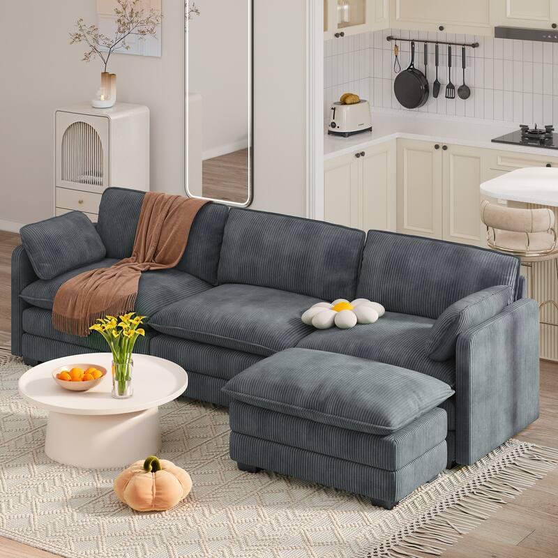 110" Cloud Sectional Couch with L-Shape Chaise, Modern Modular Sofa with Soft Seat
