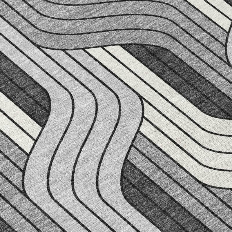 Machine Washable Indoor/ Outdoor Modern Pathway Chantille Rug