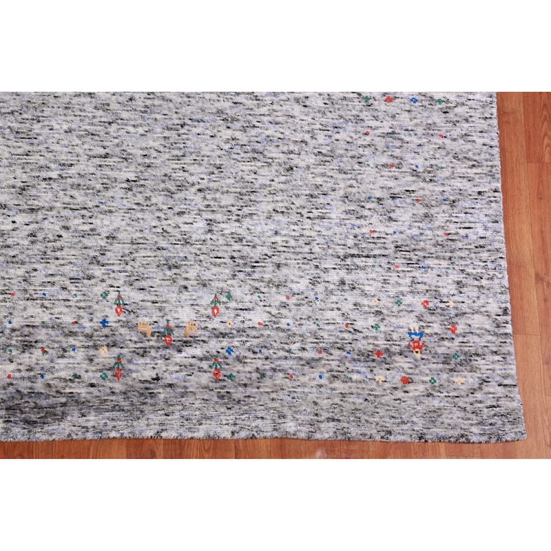 Gabbeh Indian Area Rug Hand-Knotted Oriental Silk Carpet - 7'9" x 9'11"