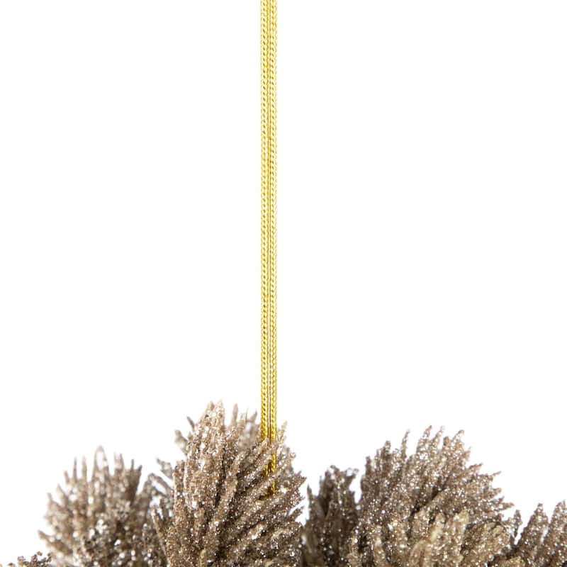 6" Gold Glittered Pine Christmas Ball Ornament