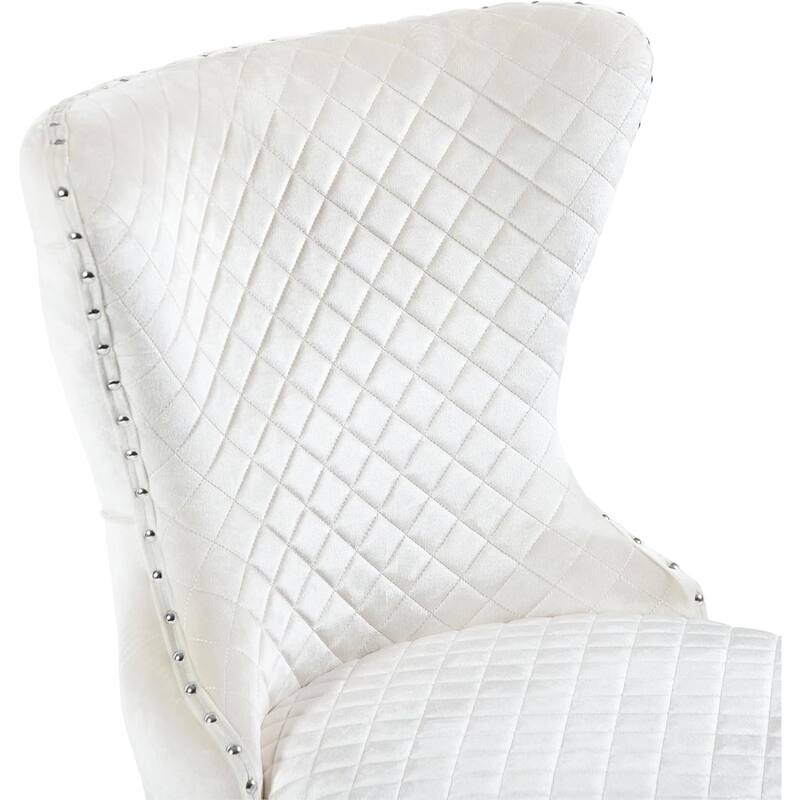 Modern White Finish Diamond Pattern Upholstered Side Chairs Set