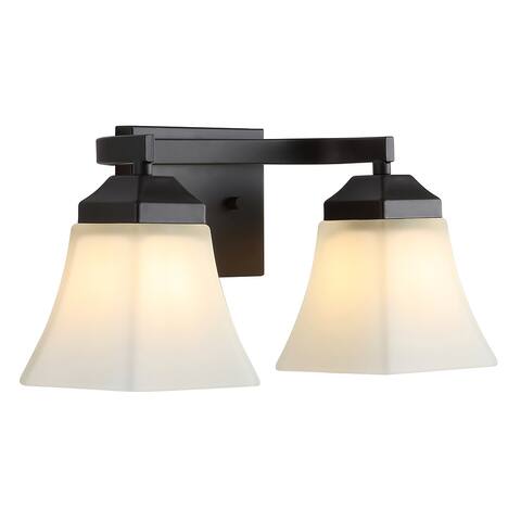 Staunton Iron/Glass Modern Cottage LED Vanity Light, Oil Rubbed Bronze by JONATHAN Y
