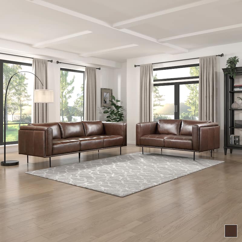 Nottawa 2-Piece Leather Living Room Sofa Set