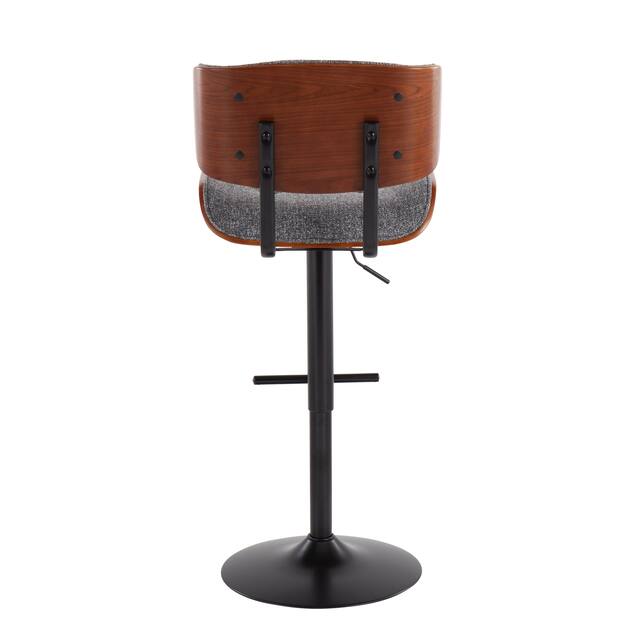 Carson Carrington Leksand Mid-Century Modern Adjustable Bar Stool with Walnut Wood Accents