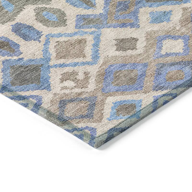 Machine Washable Indoor/ Outdoor Boho Moroccan Chantille Rug