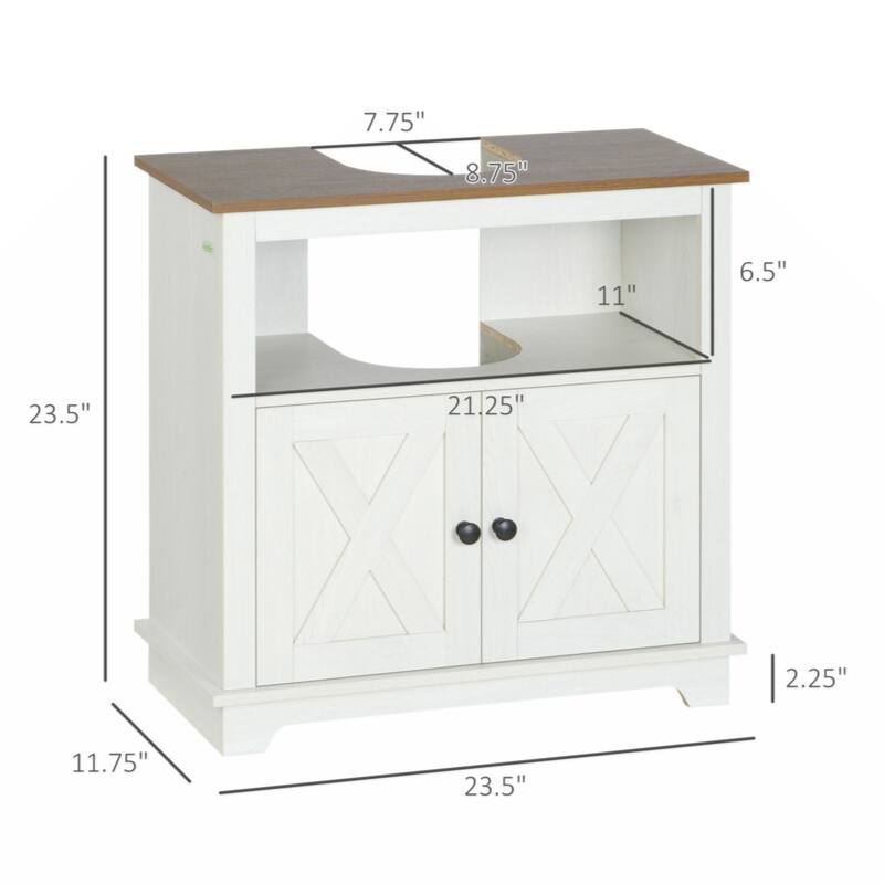 Farmhouse Under Sink Bathroom Cabinet,Pedestal Vanity Storage Cabinet with Double Doors and Storage Shelves,Bathroom Organizer