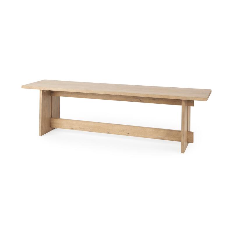 Aida Grey Brown Solid Wood Dining Bench - 66"W x 16"D x 18"H - Natural Brown
