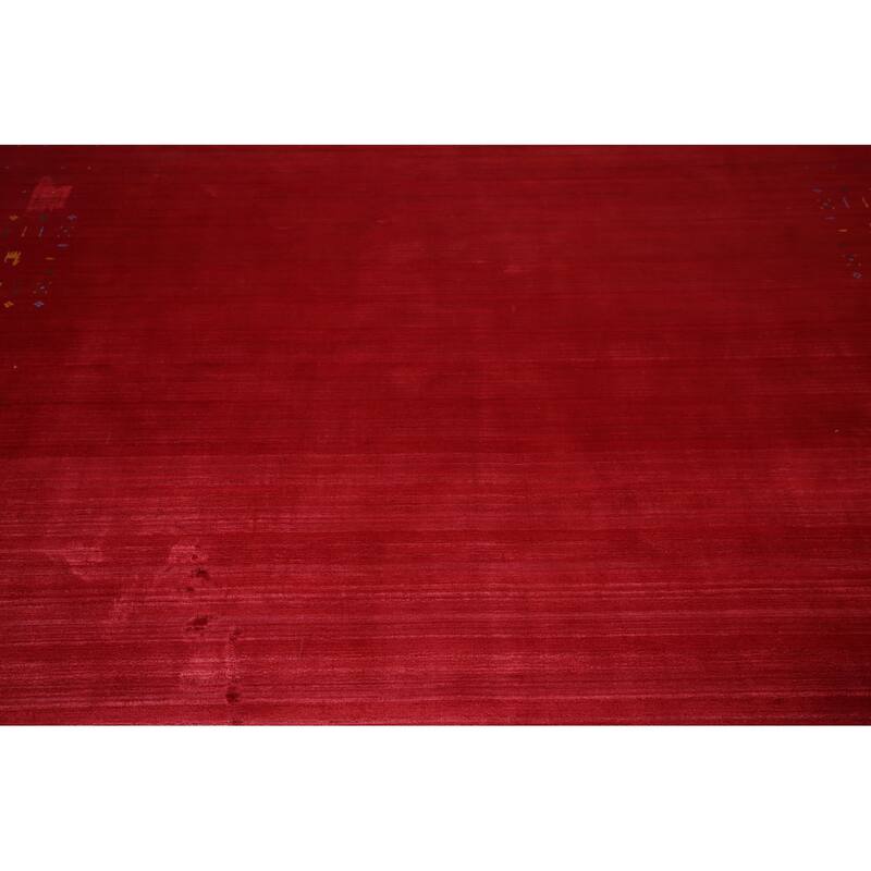 Tribal Red Gabbeh Indian Area Rug Handmade Silk Carpet - 7'10"x 9'8"