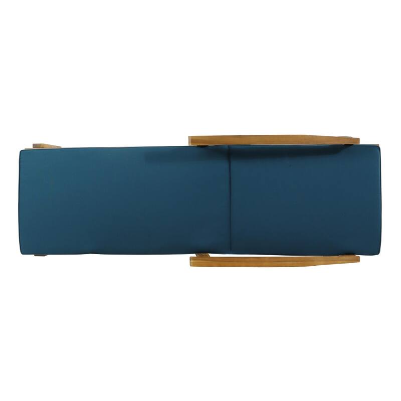 Outdoor solid wood frame chaise lounge with rollers and cushions