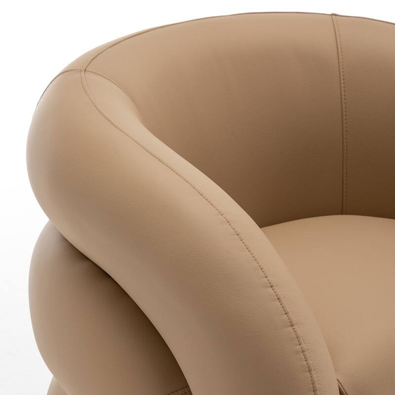SEYNAR Modern Glam PU Leather 360 Degree Swivel Accent Armchair with Metal Base