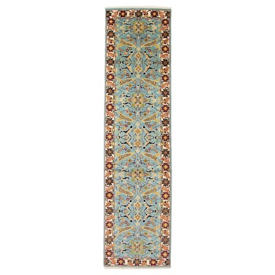 ECARPETGALLERY Hand-knotted Serapi Heritage Turquoise Wool Rug - 2'5 x 9'9