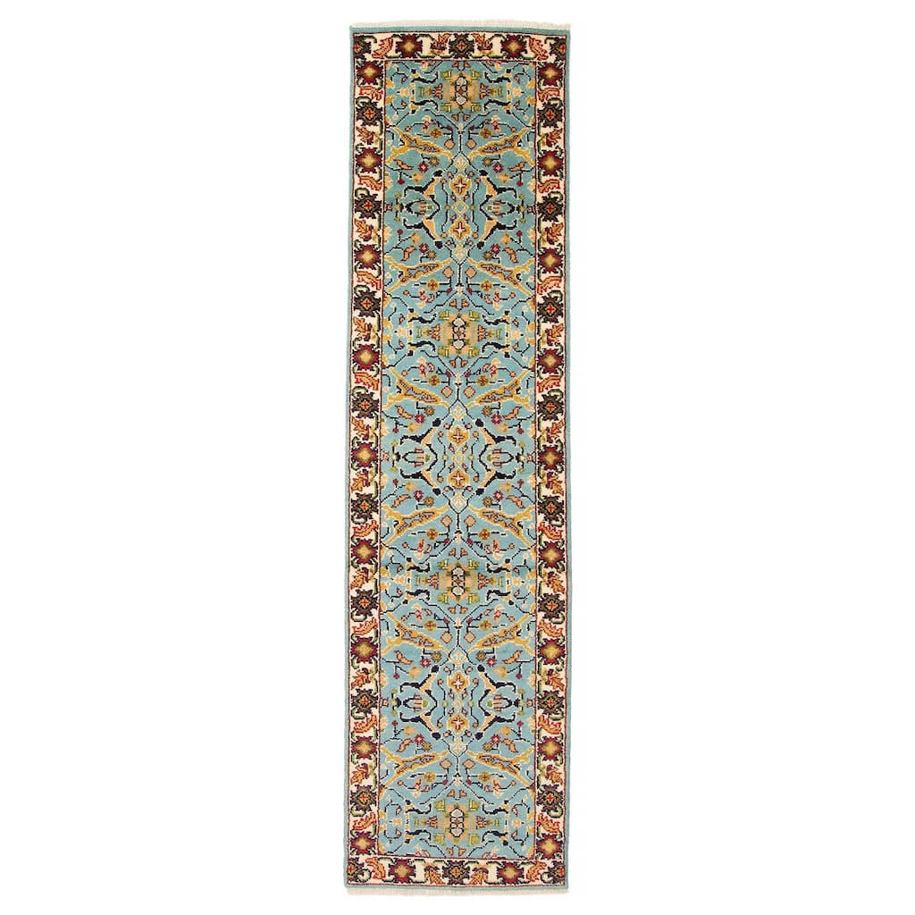 ECARPETGALLERY Hand-knotted Serapi Heritage Turquoise Wool Rug - 2'5 x 9'9