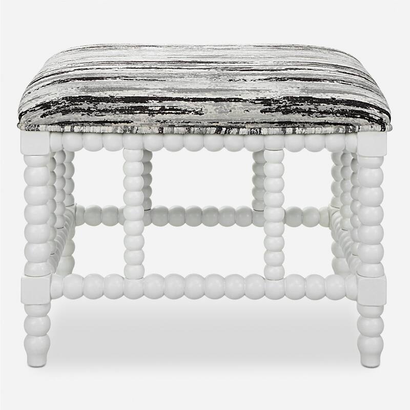 Small Upholstered Bench with Turned Base - 22.5" - White