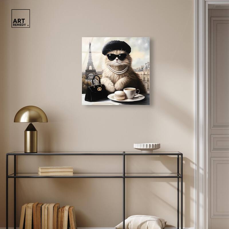 Cat in Paris Treats Acrylic by Art Remedy, Ready to Hang