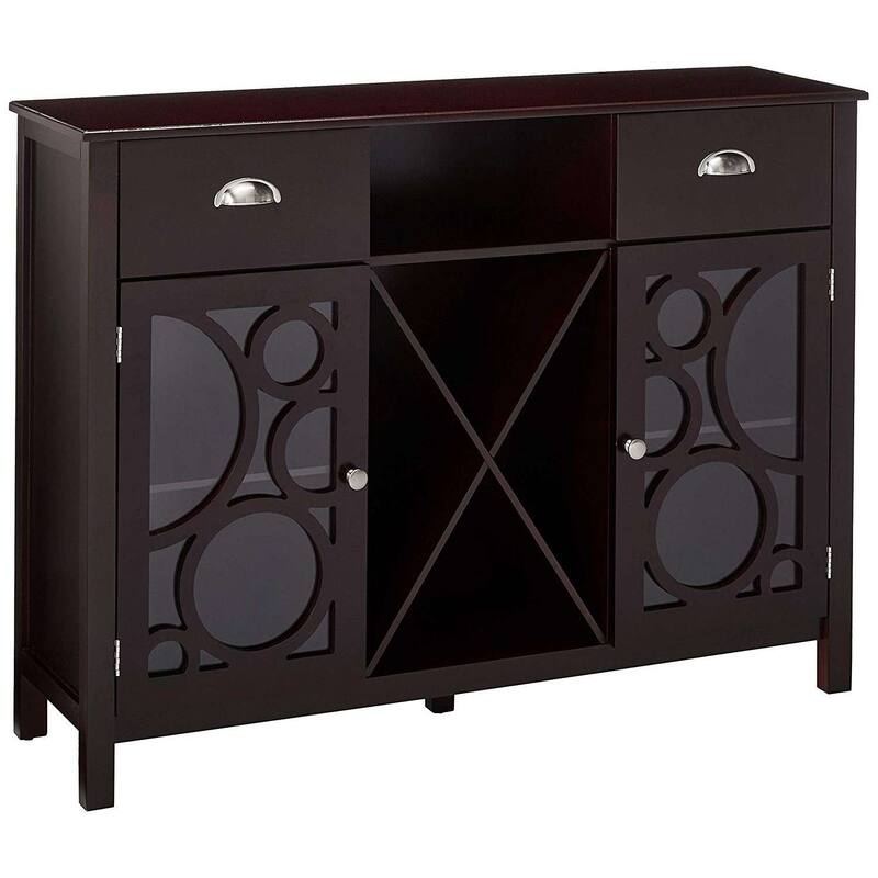 Buffet Server Storage Sideboard Wine Cabinet, Cherry