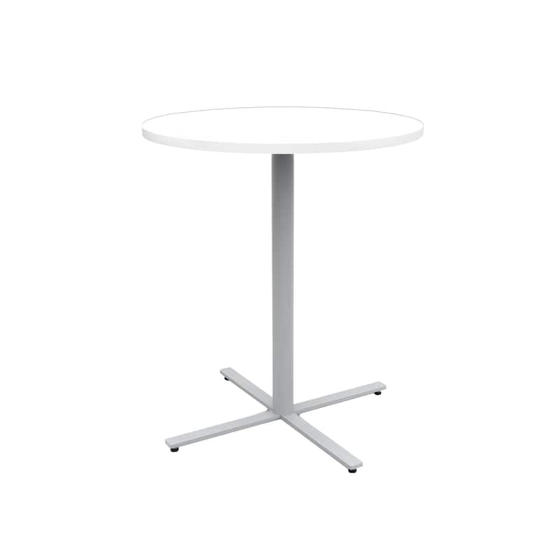 JURNI 42" Tall Pub Table, 36" Round Bar Table - Designer White