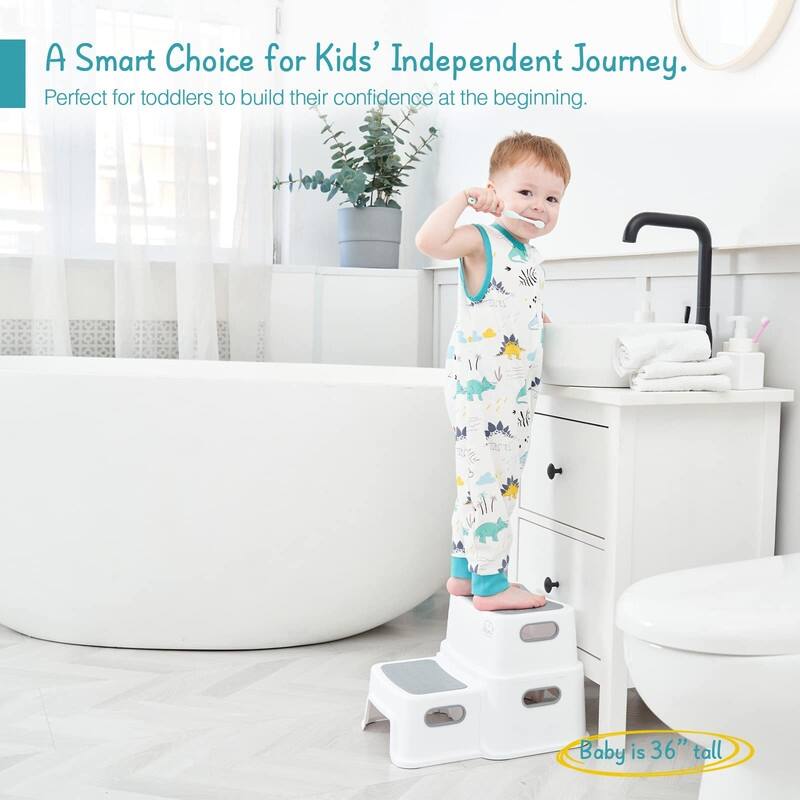 Toddler Step Stool for Bathroom Sink, 2 Step Stool for Kids Toilet Potty Training - 15"D x 13"W x 10"H