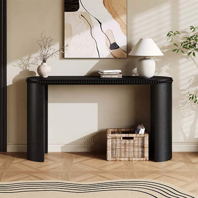 Entryway Accent Table with Beaded Trim and Reversible Curved Legs,for Hallway,Living Room