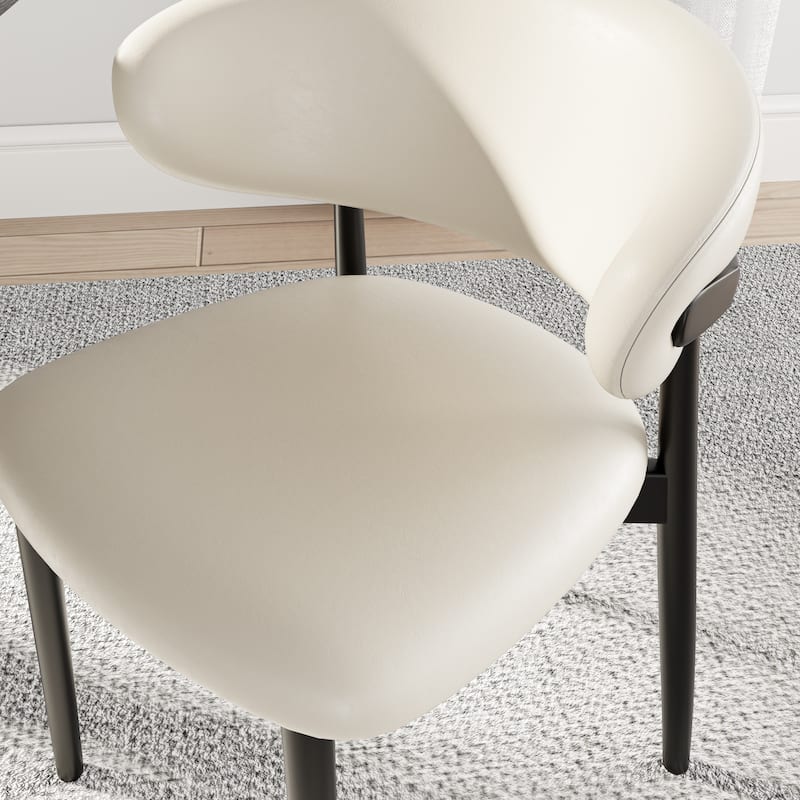 Leather Upholstered Dining Chairs Set Of 2, Armless Side Chair With Backrest