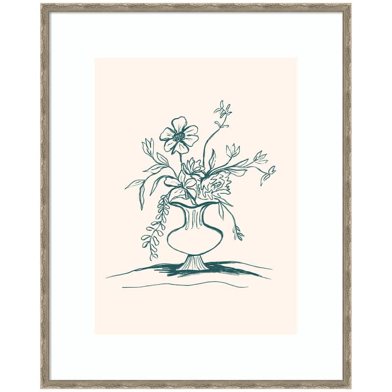 Kate and Laurel Framed Art Summer Stems by Kate Aurelia Holloway - 34x42 - Silver