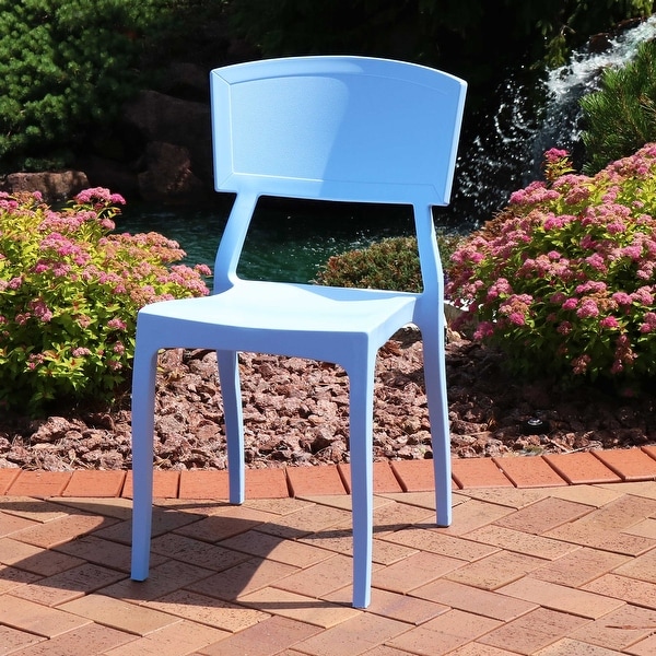 Sunnydaze Elmott Indoor Outdoor Plastic Patio Dining Chair - Lt Blue - 1 Chair - Overstock ...