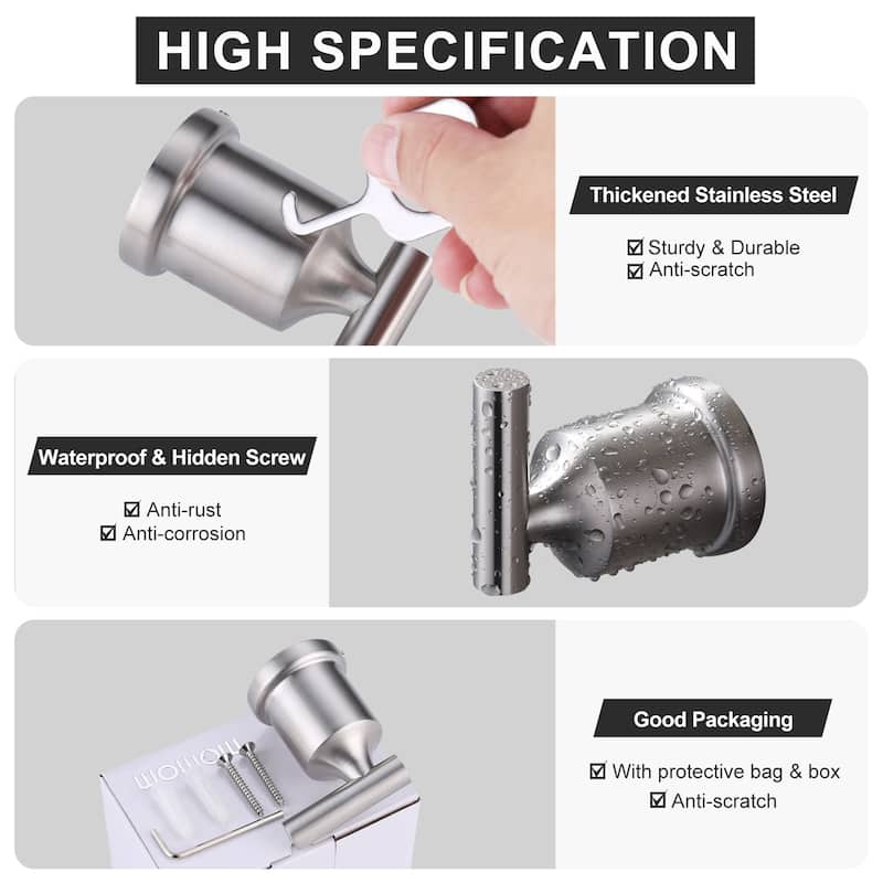 WOWOW 304 Stainless Steel Bathroom Towel Hook