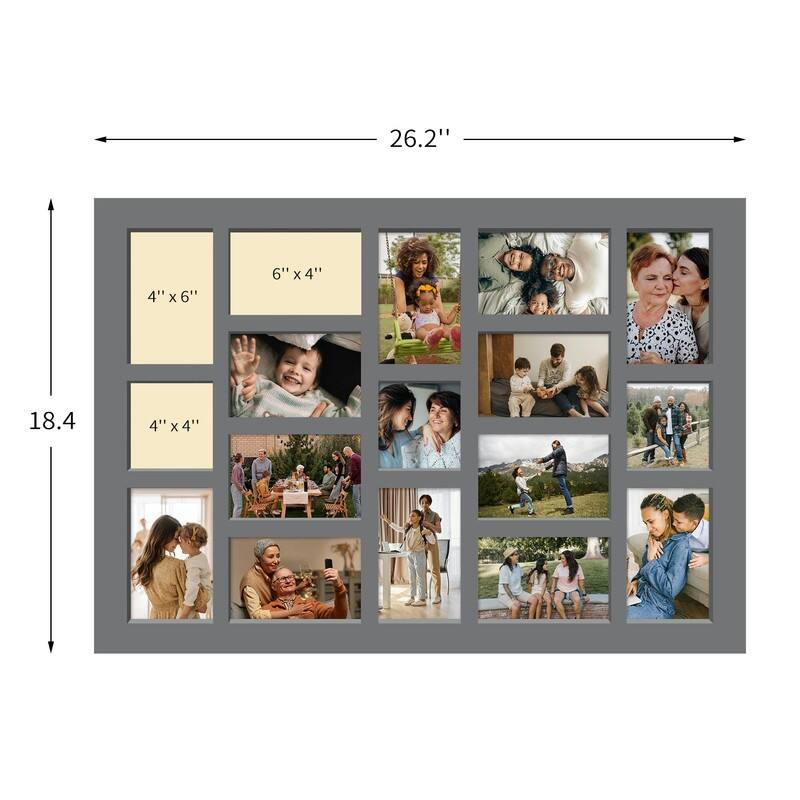 Rustic 17-Pack 4x6 Collage Frame 26.2x18.4 Inch Picture Frames Collage Wall Decor