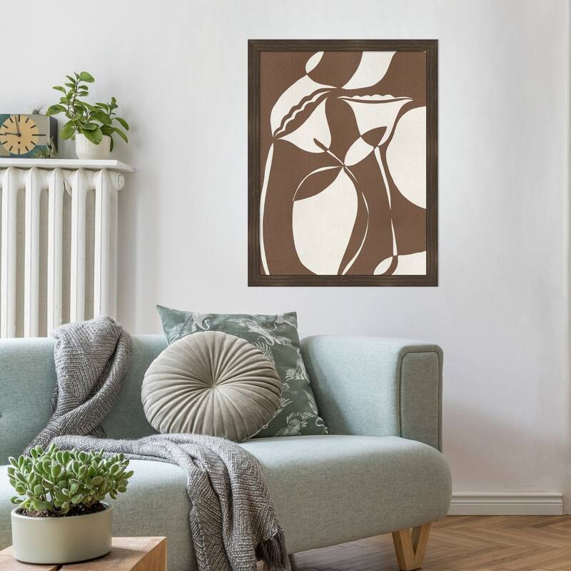 Bound By Beauty No. 3 by Shatha Al Dafai Wood Framed Wall Art Print - Woodgrain Stripe Chocolate