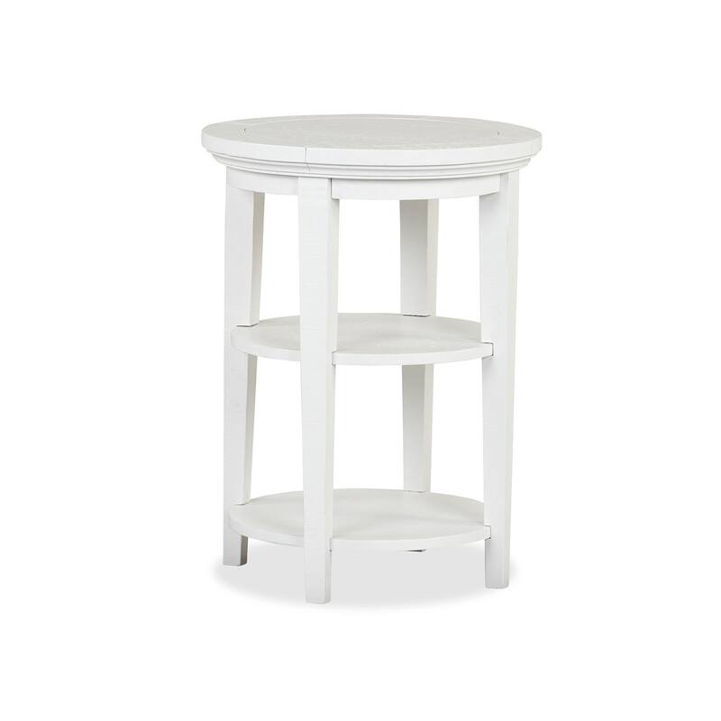 Magnussen Home Heron Cove Chalk White Round Accent End Table - 18''W x 18''D x 24''H - 18''W x 18''D x 24''H - Chalk White - Wood