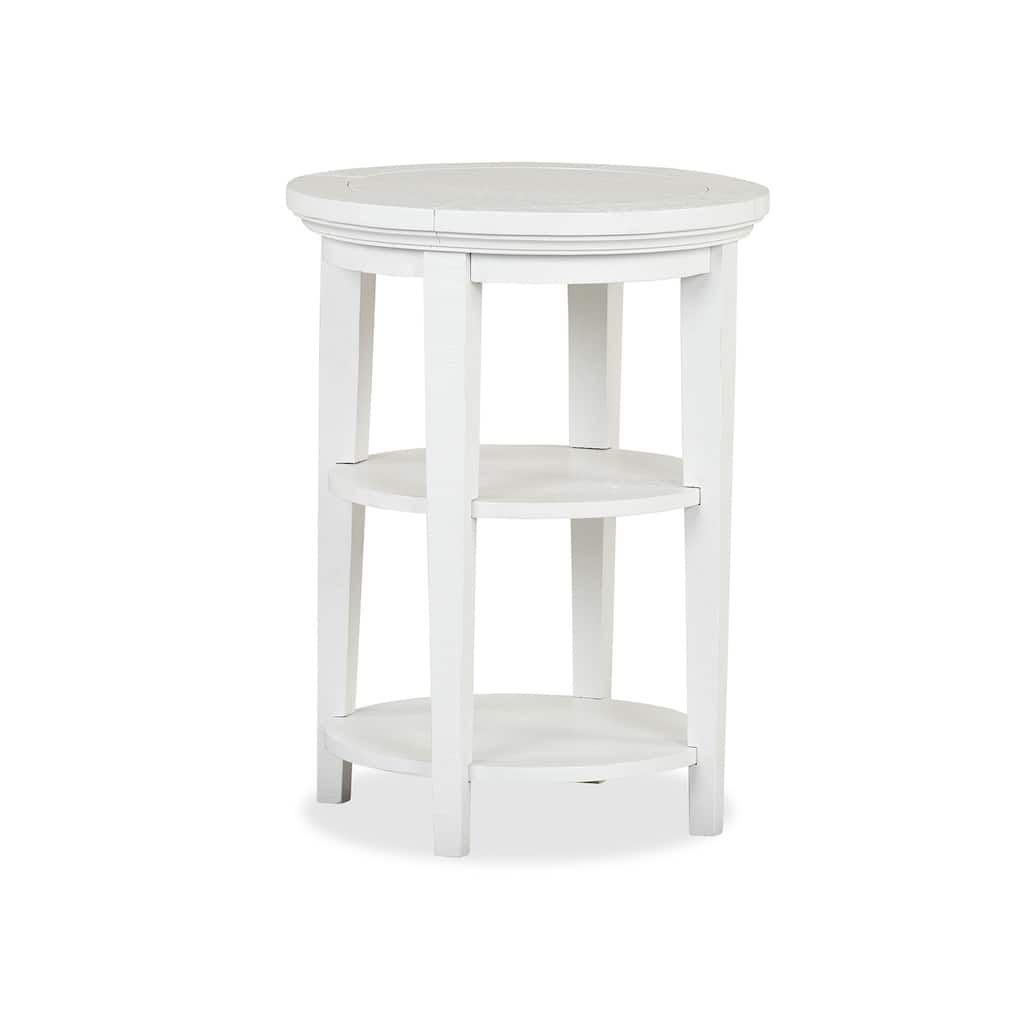 Magnussen Home Heron Cove Chalk White Round Accent End Table - 18''W x 18''D x 24''H
