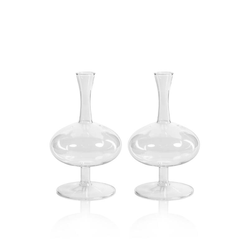 Lillee Glass Footed Vases, Set of 2