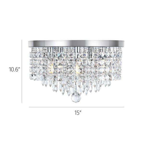 dimension image slide 2 of 4, GetLedel Modern 5-Light Crystal Flush Mount Chandelier