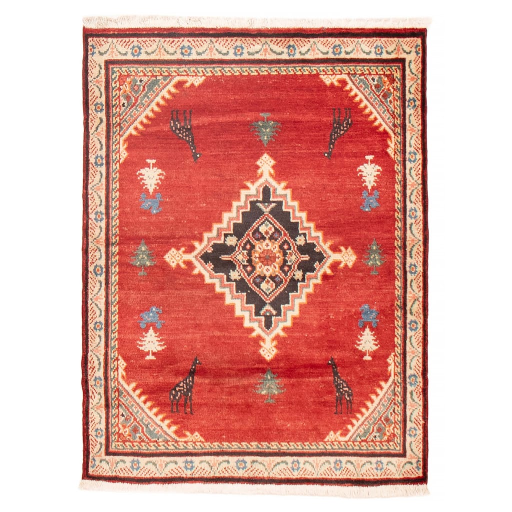 ECARPETGALLERY Hand-knotted Andelz Red Wool Rug - 3'7 x 5'0