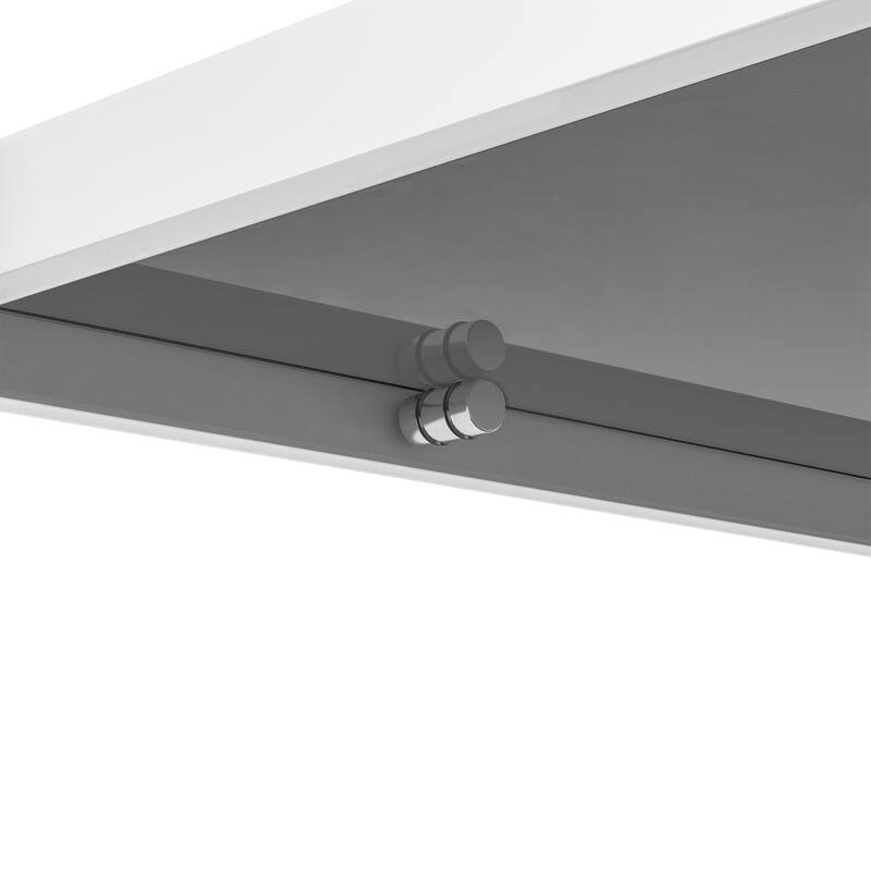 Rectangle Coffee Table with Gray Tempered Glass top and White Legs