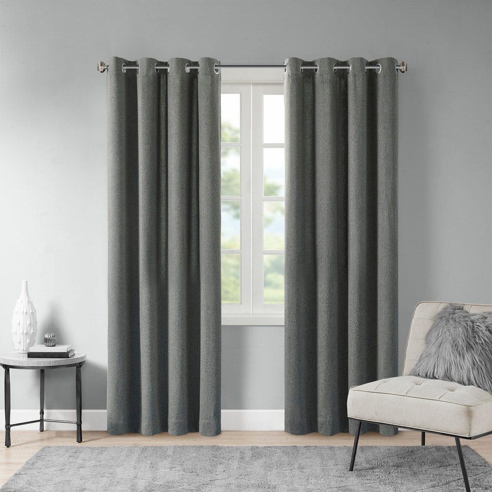 Madison Park Englewood Solid Piece Dyed Grommet Top Single Curtain Panel