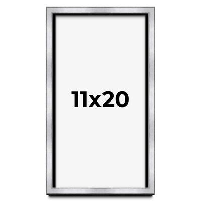 11x20 Shadow Box Frame Silver | 1.375 Inches Deep Real Wood