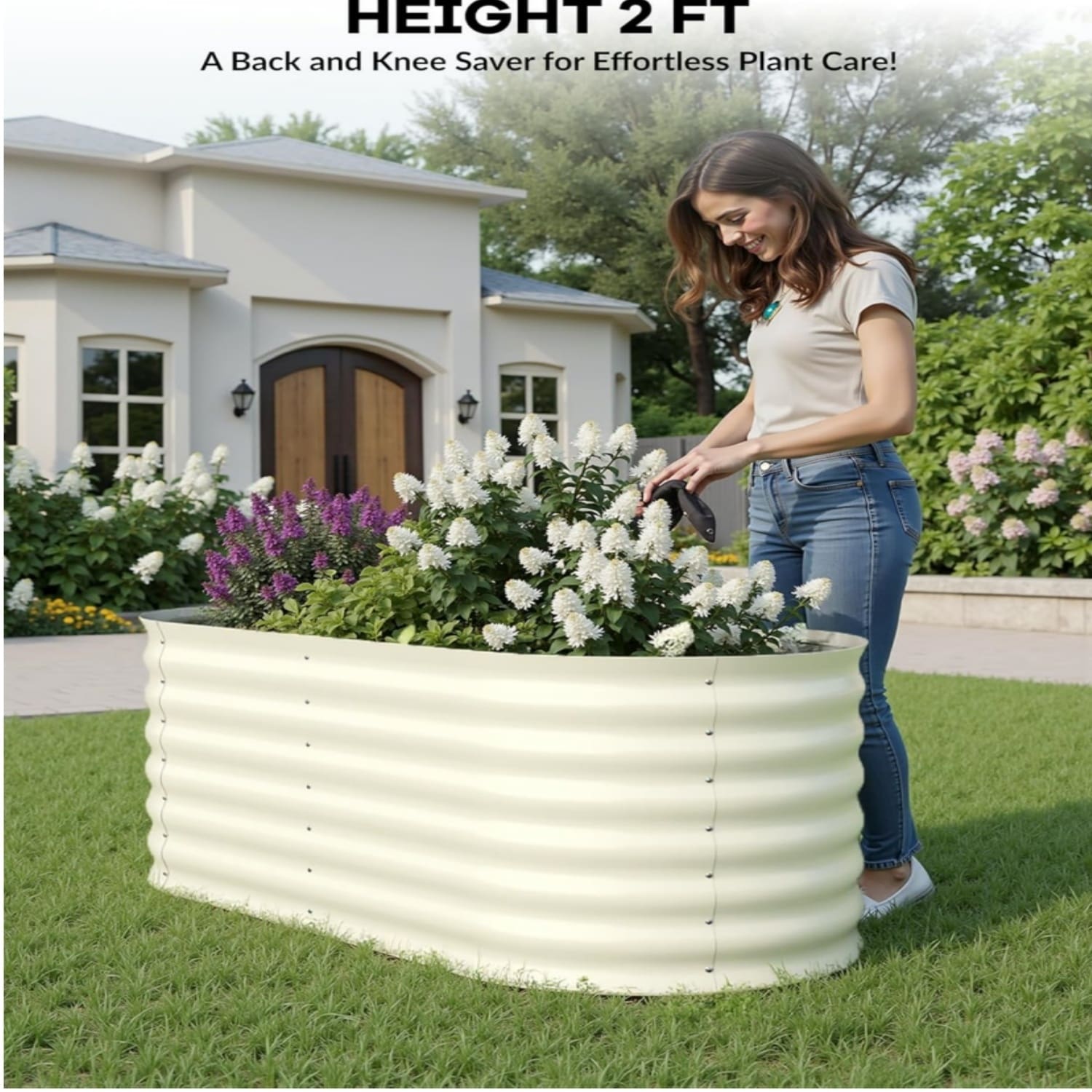 gardenH　904040 2pcs 4x2x2ft Outdoor Galvanized Raised Garden Beds for Vegetables