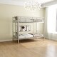 preview thumbnail 3 of 9, Twin Over Twin Metal Bunk Kids Bed Frame, Split Design, High Guardrail, Storage, Grey Silver