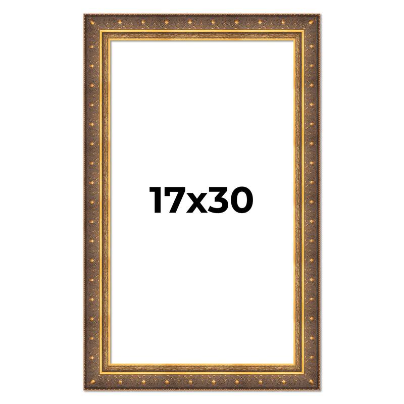 17x30 Frame Vintage Gold Solid Wood Picture Frame | 2.5 Inch Moulding