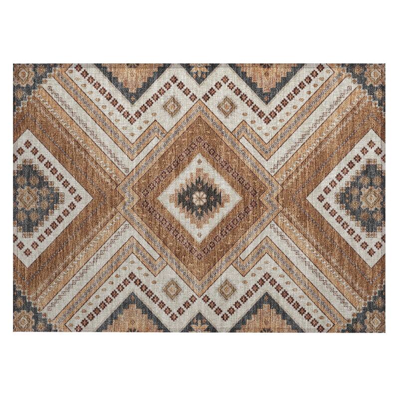 Machine Washable Indoor/ Outdoor Global Boho Chantille Rug