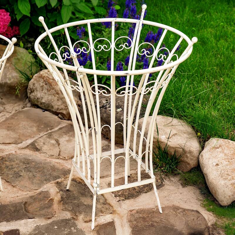 Set of 2 Round Iron Trellis Garden Stands "Stephania"