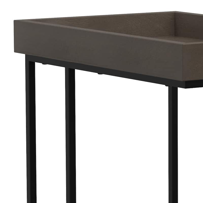 WYNDENHALL Matty SOLID MANGO WOOD & Metal 12" Wide Rectangle Industrial C Side Table - 18.1"W x 11.8" D x 25.2" H