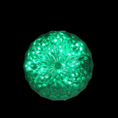6" LED Green Hanging Crystal Sphere Ball Outdoor Christmas Decoration